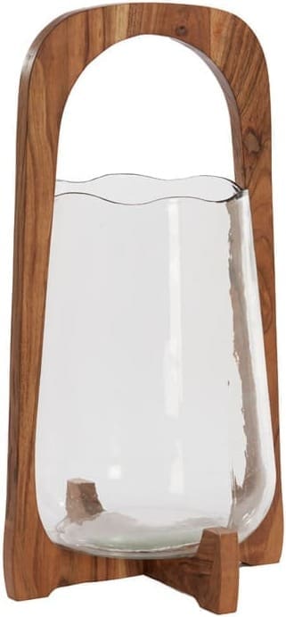 Light & Living Windlicht Anosy - glas helder+hout naturel Bruin Windlicht