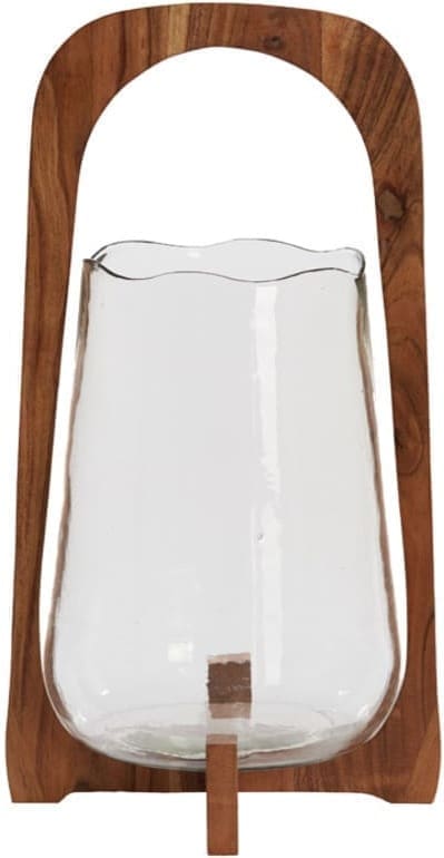 Light & Living Windlicht Anosy - glas helder+hout naturel Bruin Windlicht