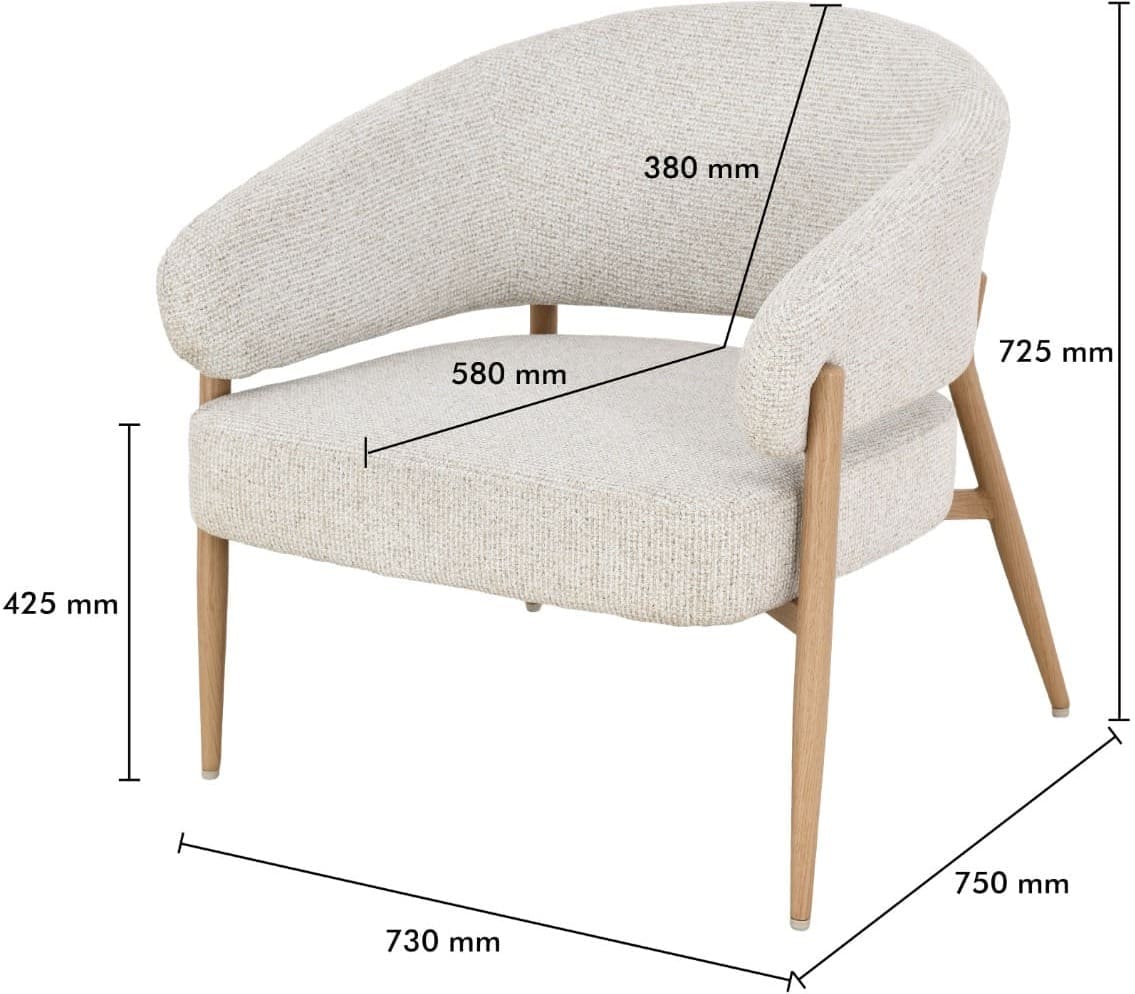 Livingfurn Fauteuil Dilan Hush Oak Bruin Fauteuil