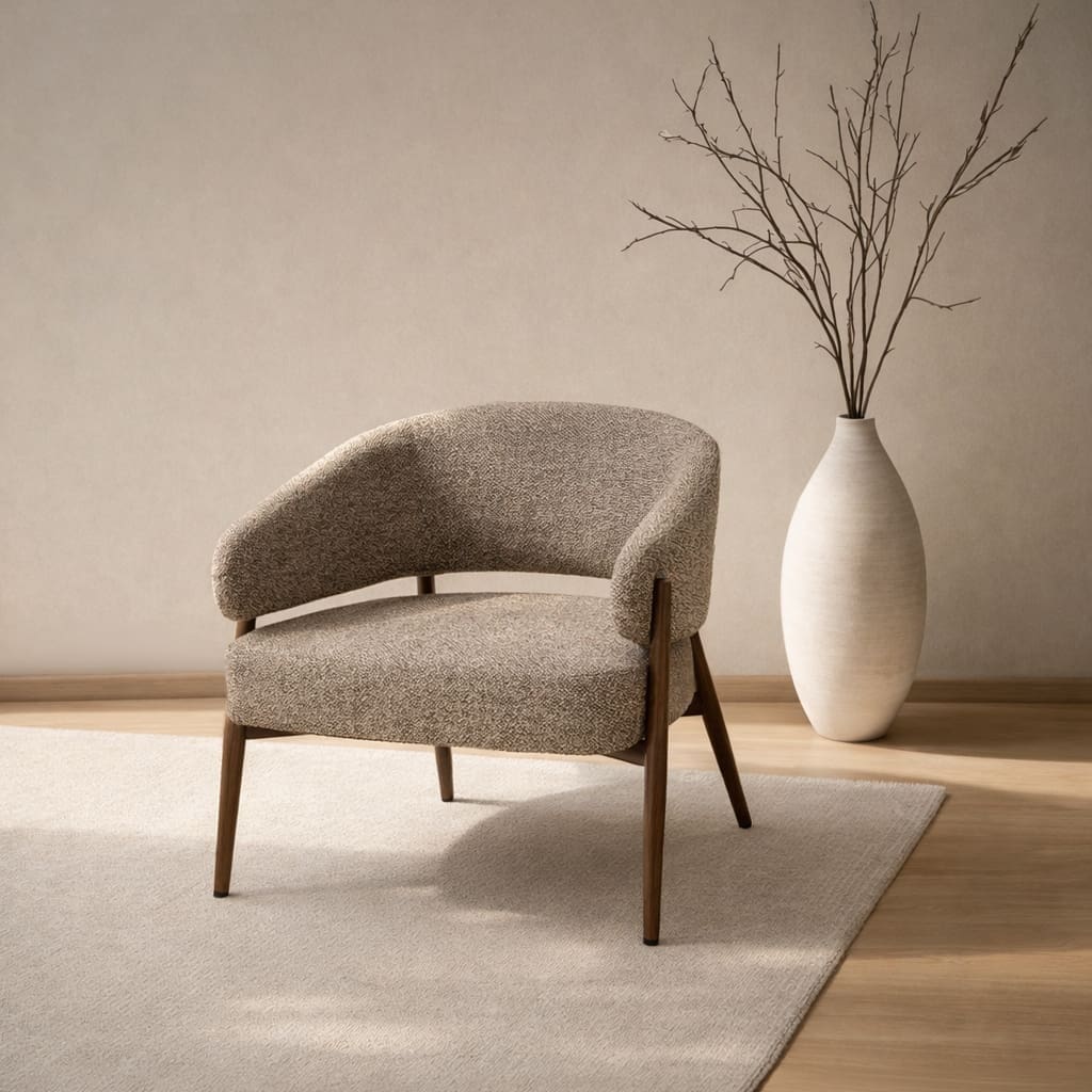 Livingfurn Fauteuil Dilan Hush Walnut Grijs|Antraciet Fauteuil