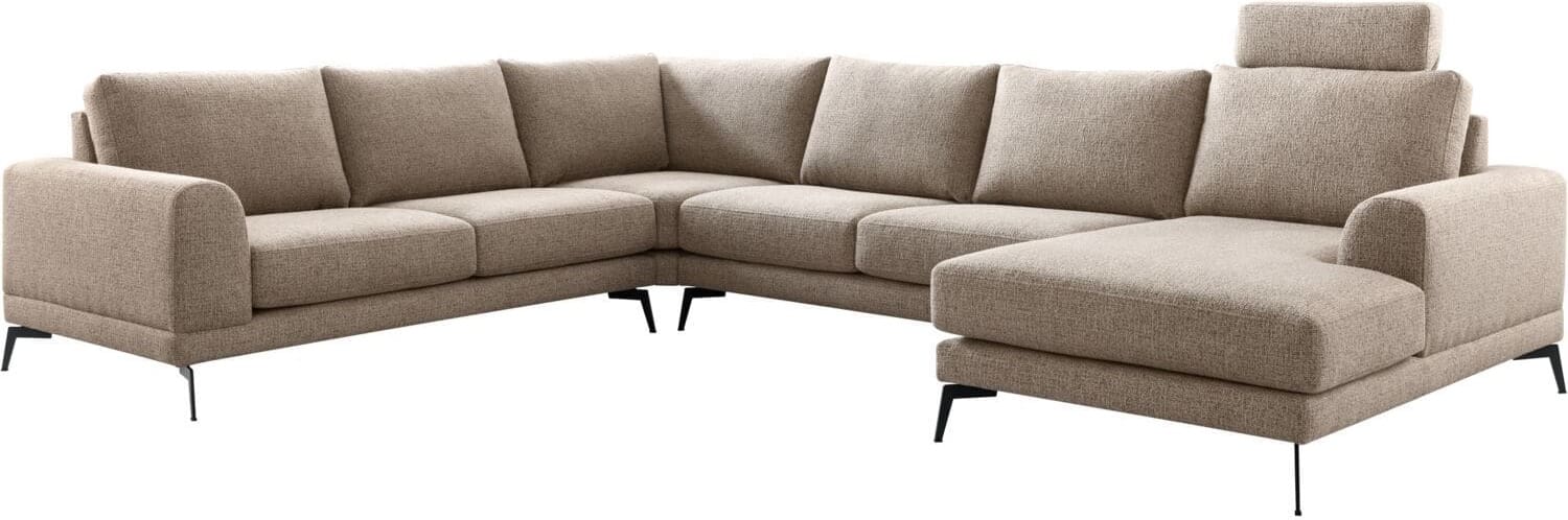 Profijt Meubel Hoekbank links Flandria met hoofdsteun bruin basic comfort Bruin Hoekbank