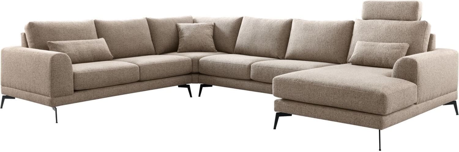 Profijt Meubel Hoekbank links Flandria met hoofdsteun bruin basic comfort Bruin Hoekbank