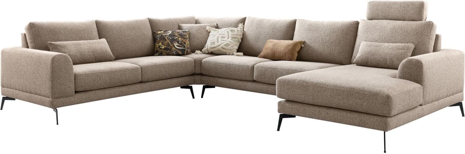 Profijt Meubel Hoekbank links Flandria met hoofdsteun bruin basic comfort Bruin Hoekbank