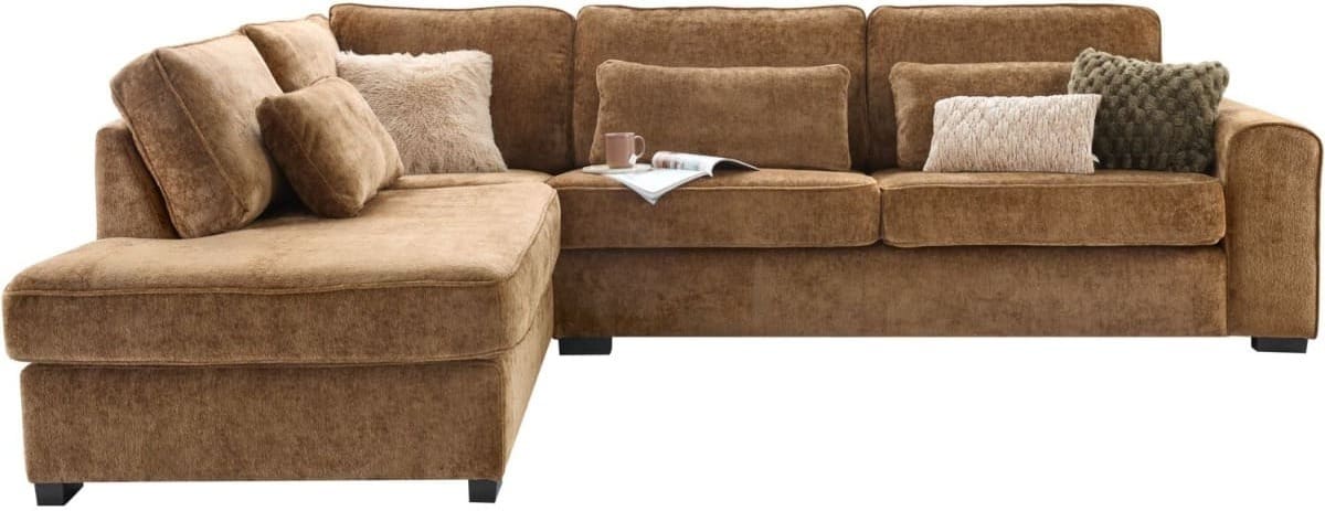 Profijt Meubel Hoekbank links Pomasi bruin basic comfort Bruin Hoekbank