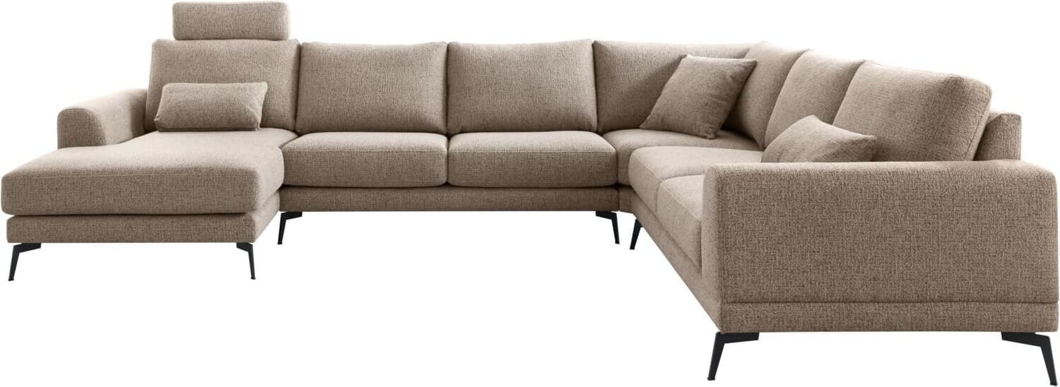 Profijt Meubel Hoekbank rechts Flandria met hoofdsteun bruin basic comfort Bruin Hoekbank