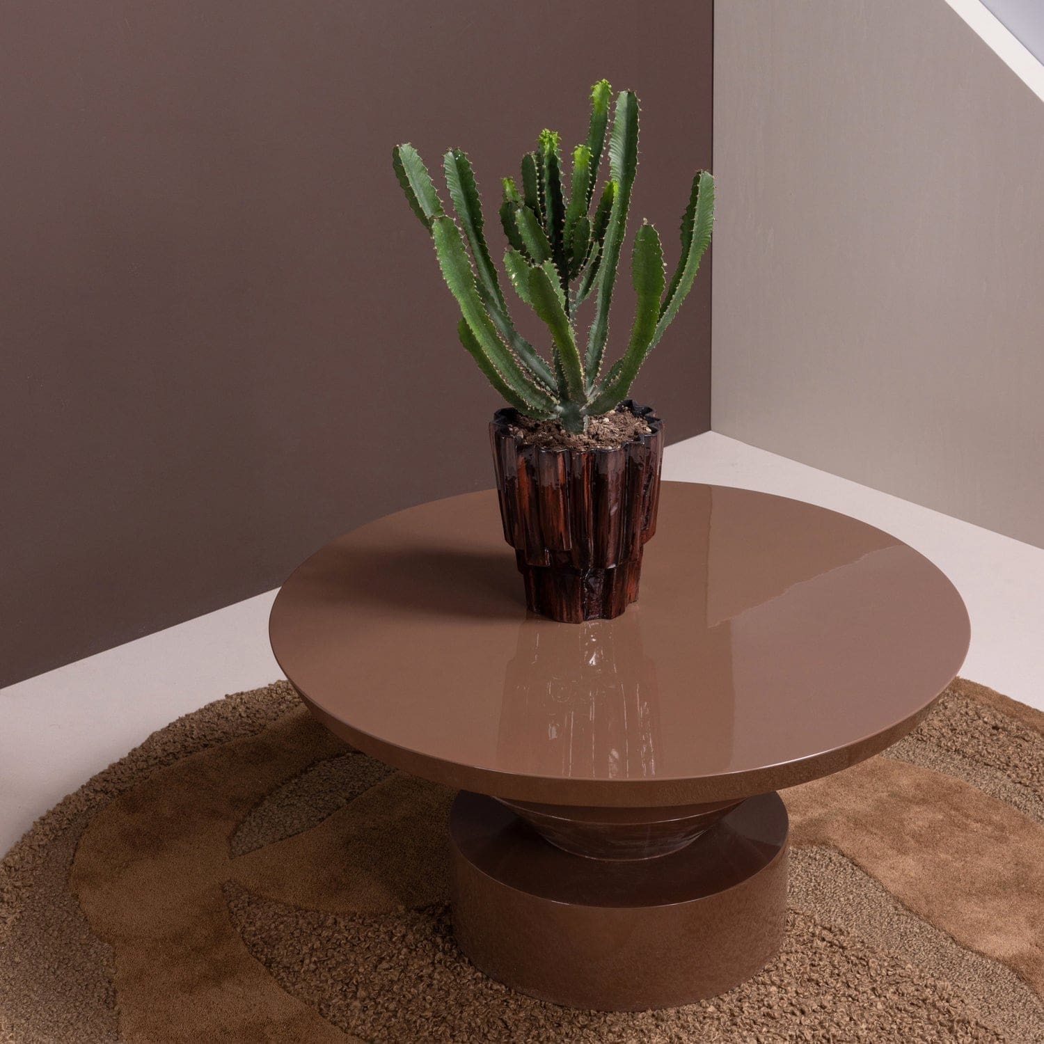 WOOOD Auren salontafel hout hoogglans bruin Bruin Salontafel