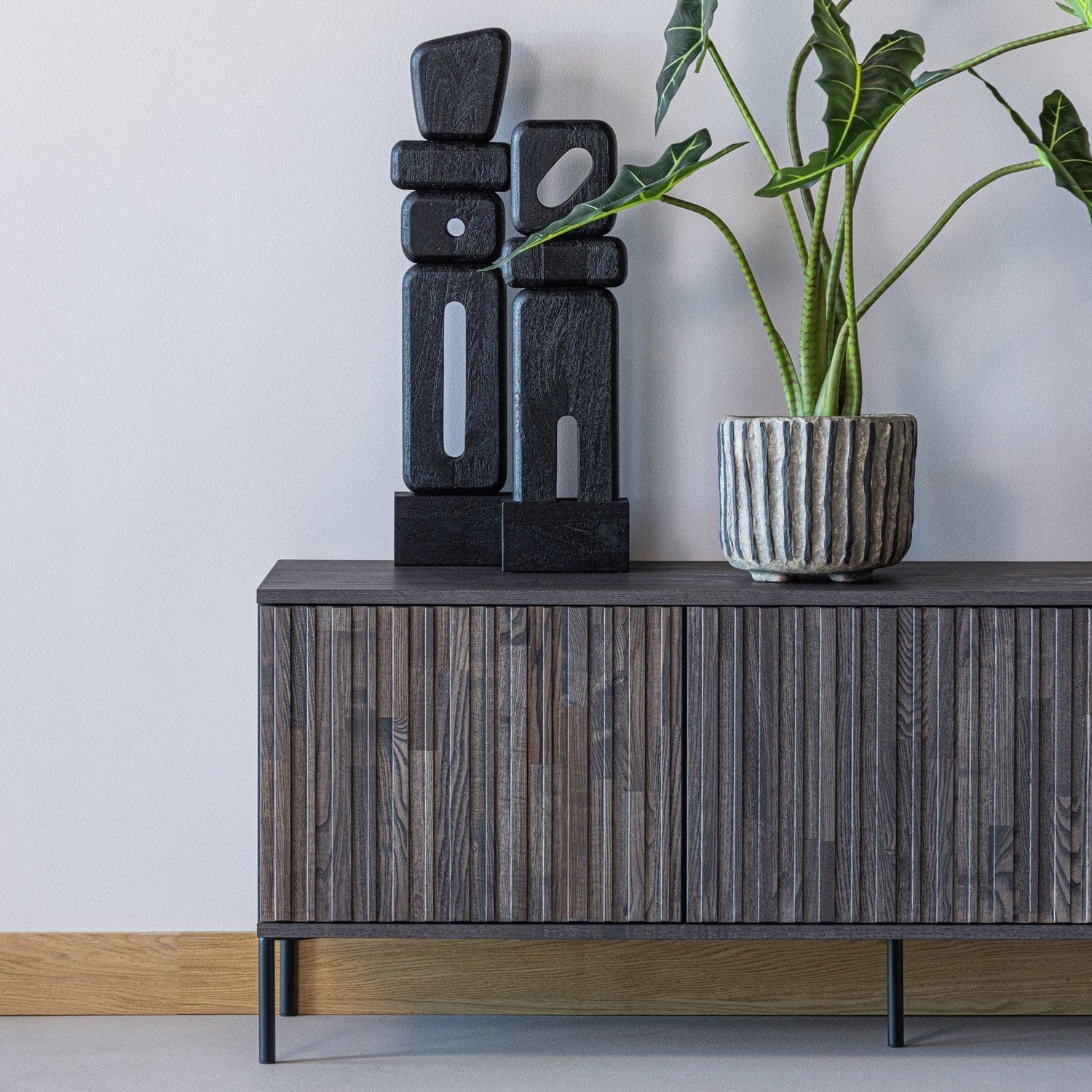 WOOOD Elon sculptuur ornamenten hout zwart - set van 2 Zwart