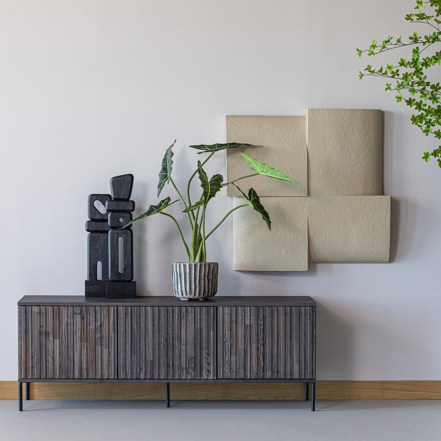 WOOOD Elon sculptuur ornamenten hout zwart - set van 2 Zwart