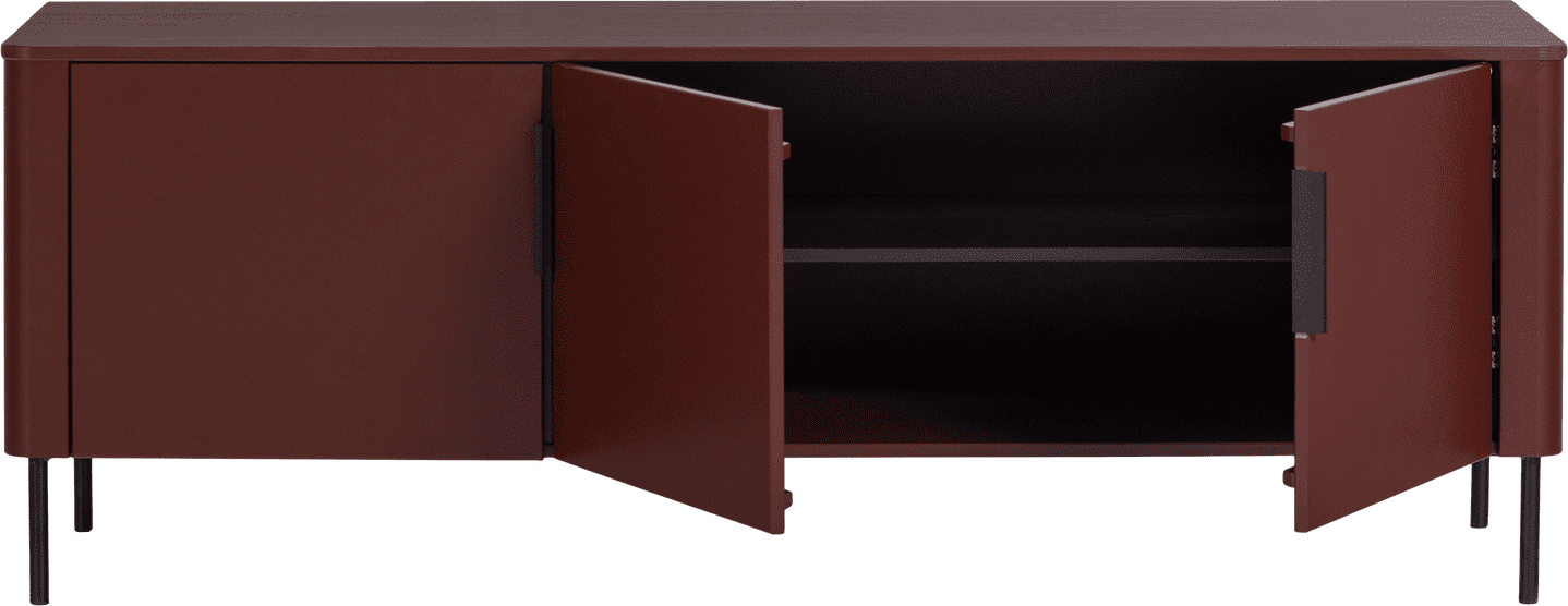 WOOOD Gunnar tv meubel 154cm grenen bordeauxrood Bordeaux Tv-meubel|Tv-dressoir