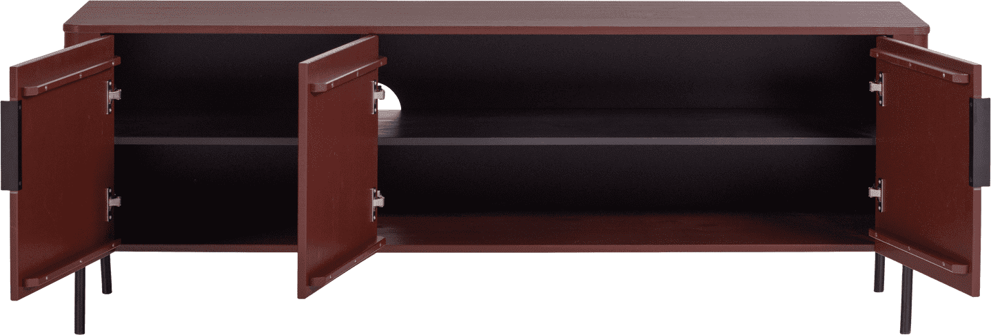 WOOOD Gunnar tv meubel 154cm grenen bordeauxrood Bordeaux Tv-meubel|Tv-dressoir
