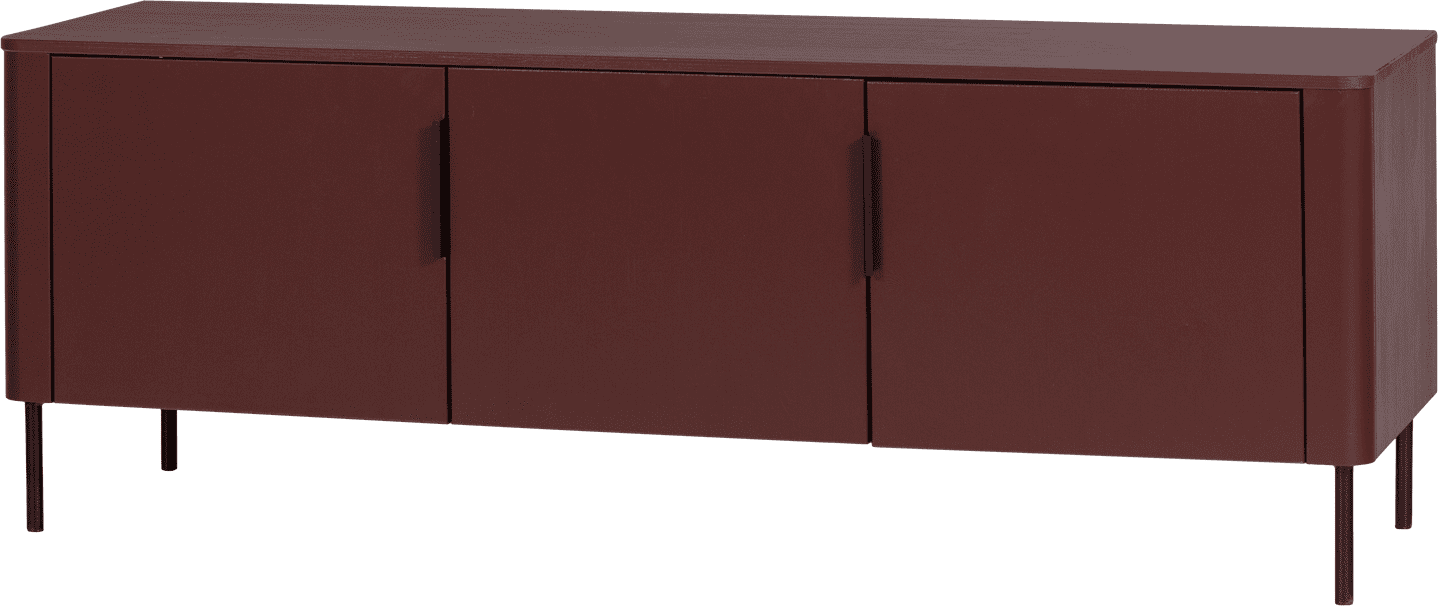 WOOOD Gunnar tv meubel 154cm grenen bordeauxrood Bordeaux Tv-meubel|Tv-dressoir