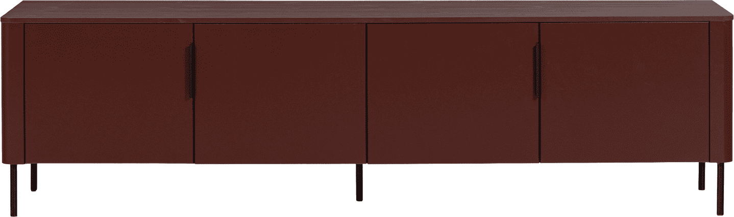WOOOD Gunnar tv meubel 200cm grenen bordeauxrood Bordeaux Tv-meubel|Tv-dressoir