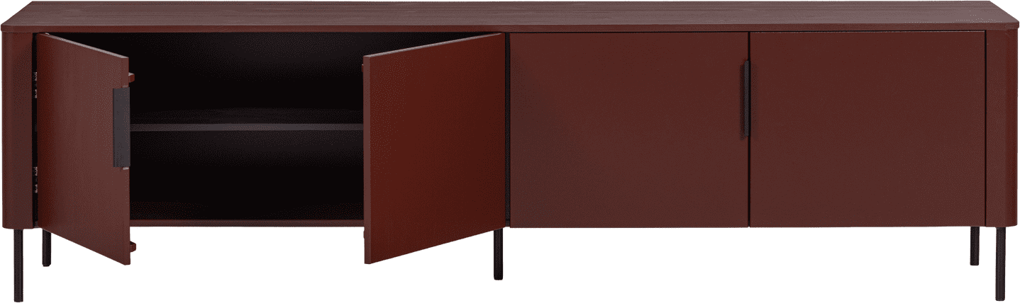 WOOOD Gunnar tv meubel 200cm grenen bordeauxrood Bordeaux Tv-meubel|Tv-dressoir