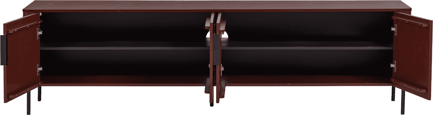 WOOOD Gunnar tv meubel 200cm grenen bordeauxrood Bordeaux Tv-meubel|Tv-dressoir