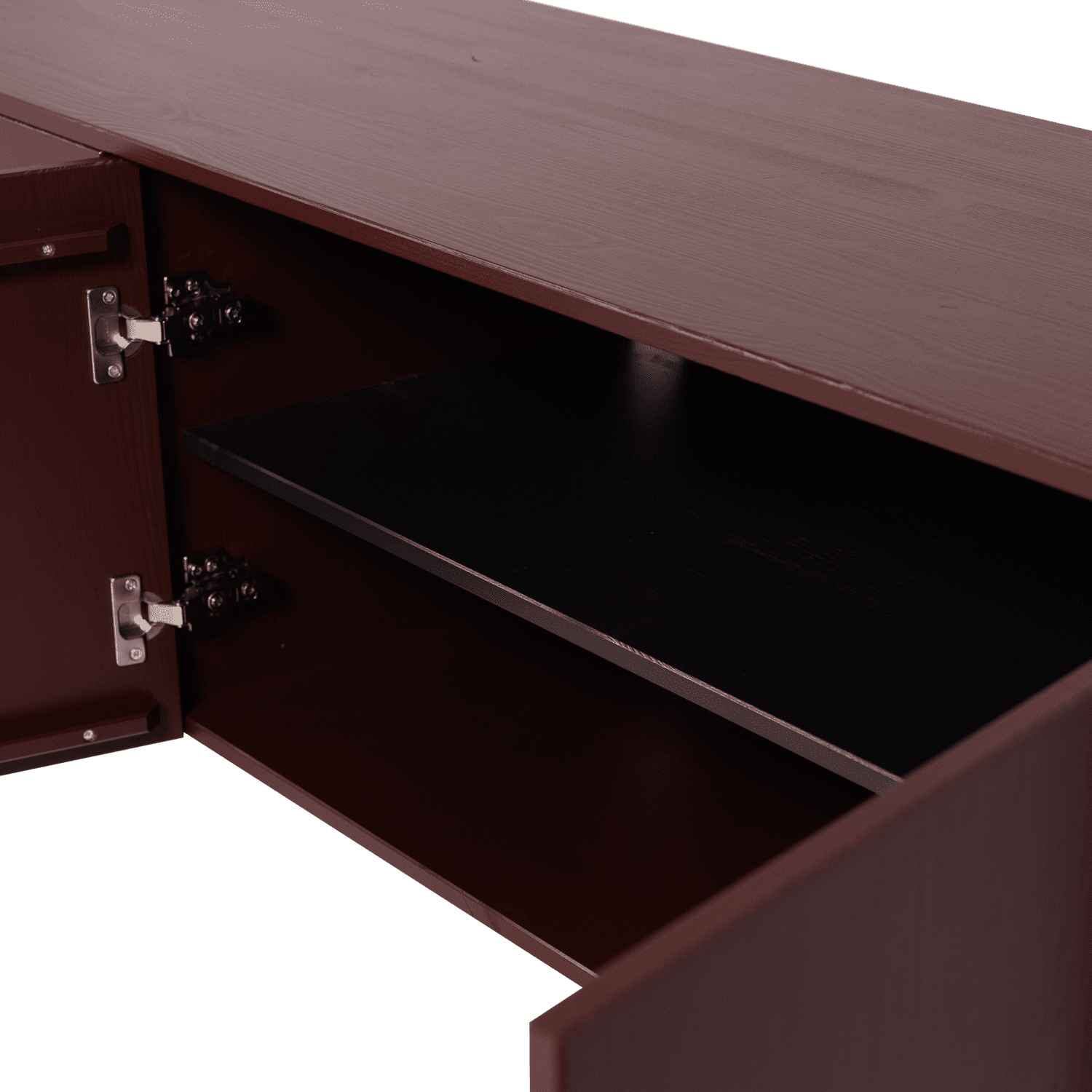 WOOOD Gunnar tv meubel 200cm grenen bordeauxrood Bordeaux Tv-meubel|Tv-dressoir