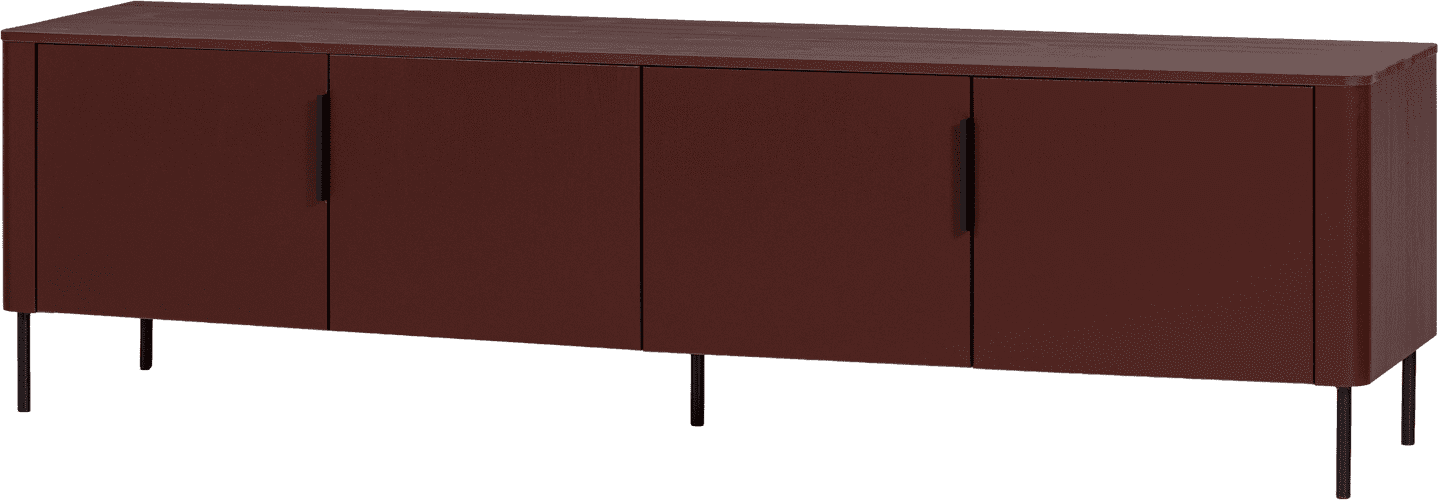 WOOOD Gunnar tv meubel 200cm grenen bordeauxrood Bordeaux Tv-meubel|Tv-dressoir