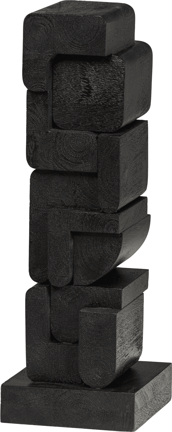 WOOOD Isan sculptuur ornament hout zwart Zwart