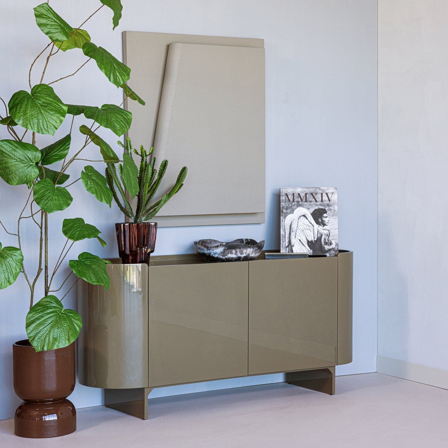 WOOOD Liora tv meubel hout hoogglans groen Groen Tv-meubel|Tv-dressoir