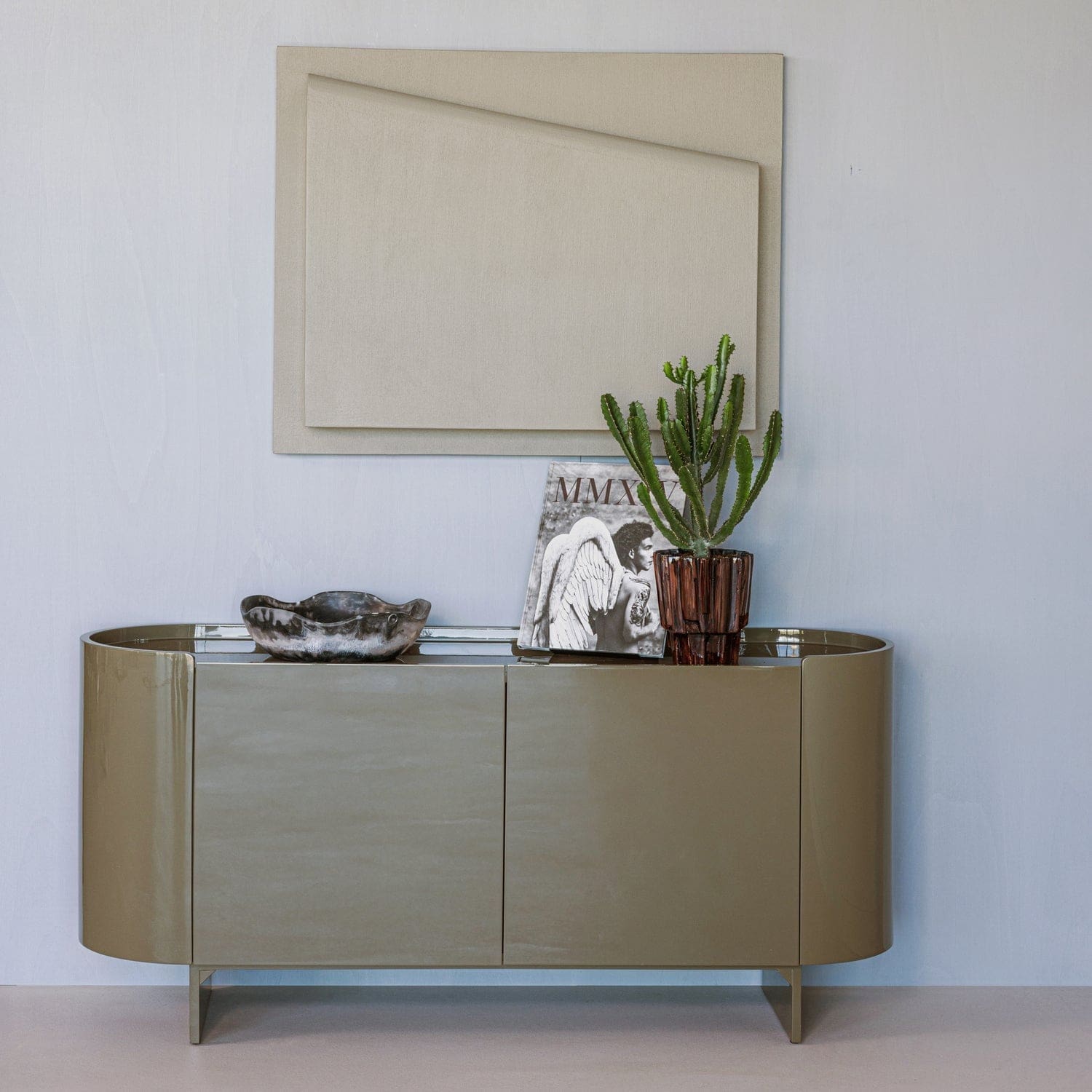 WOOOD Liora tv meubel hout hoogglans groen Groen Tv-meubel|Tv-dressoir