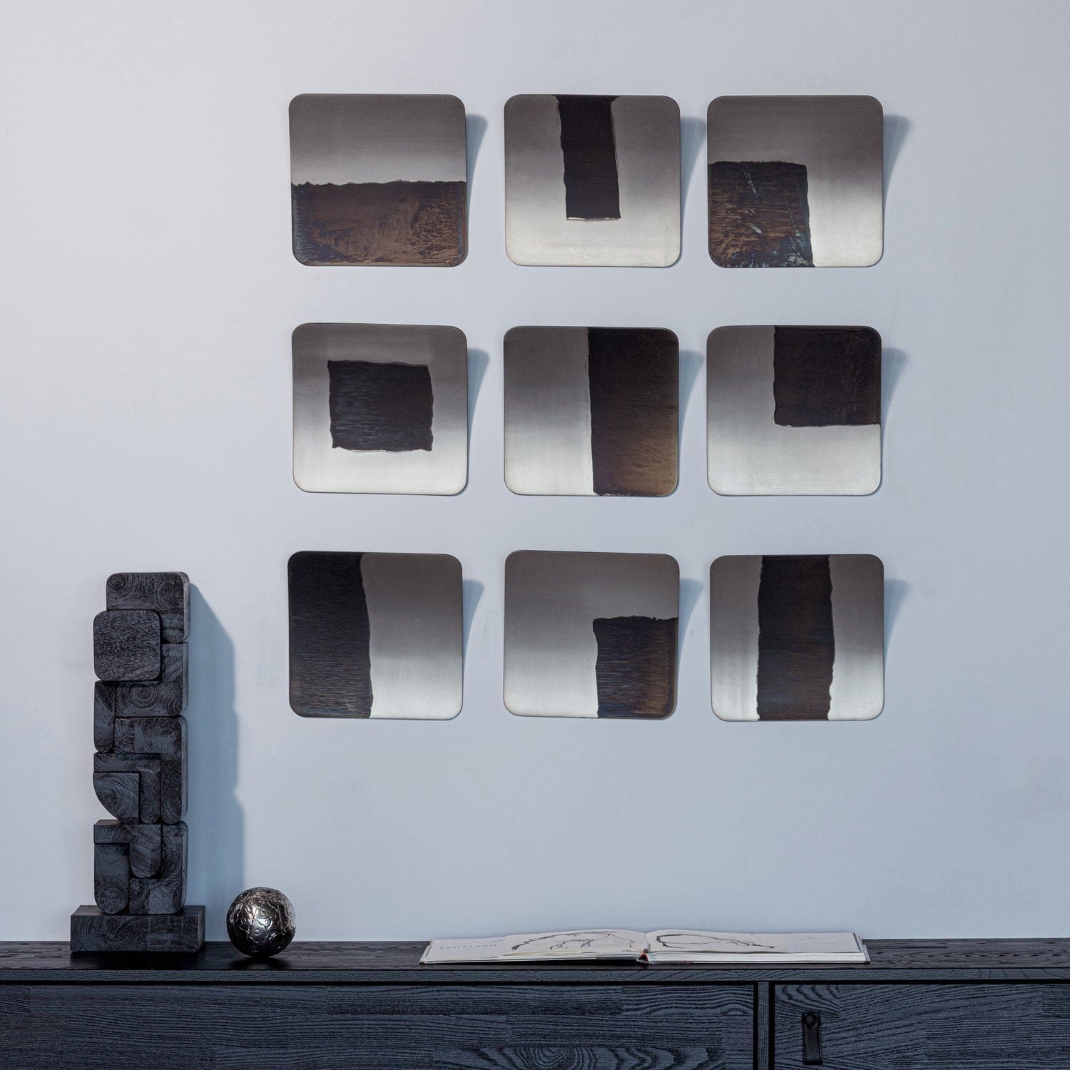 WOOOD Nami wanddeco set metaal nikkel Nikkel Wanddecoratie