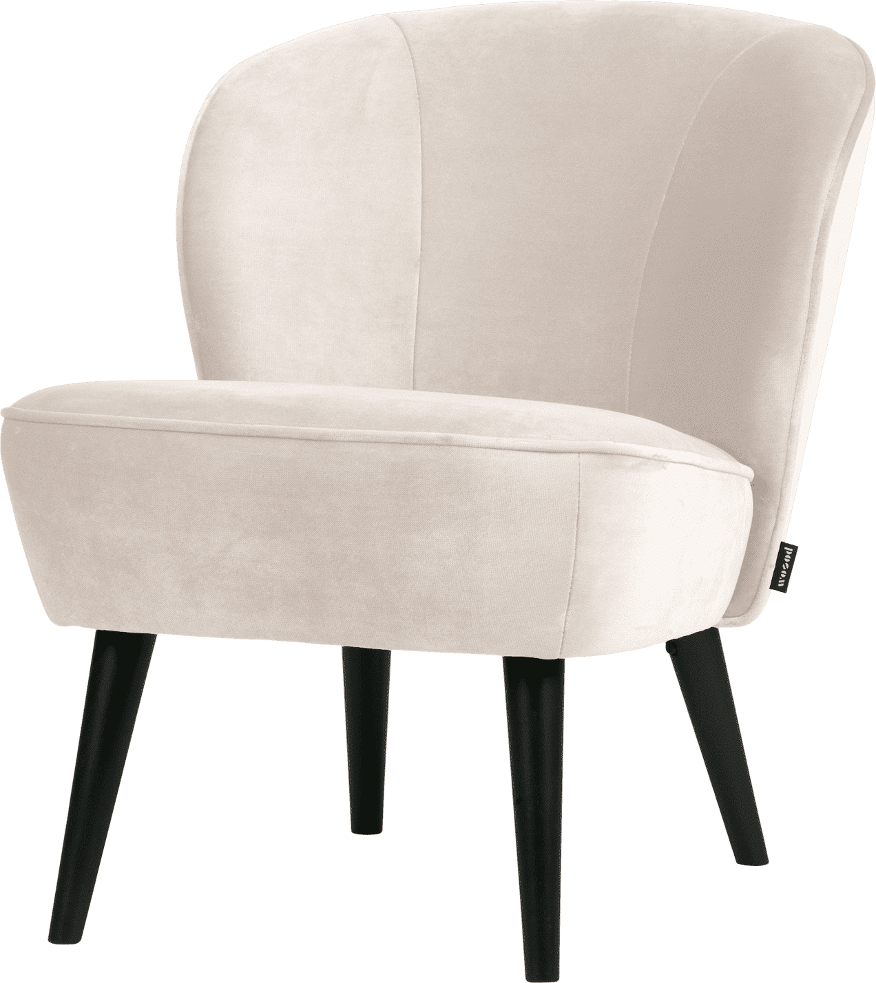WOOOD Sara fauteuil velvet off white Wit Fauteuil