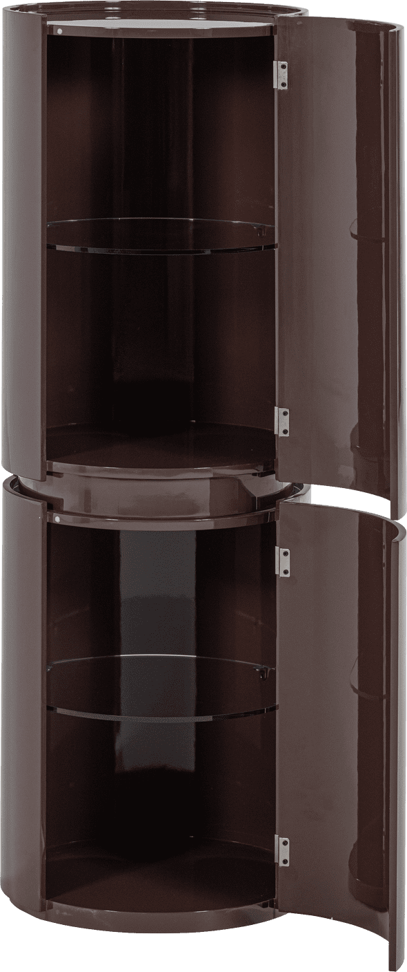 WOOOD Sera ronde kast 135xo45cm hout hoogglans donkerbruin Donkerbruin Bergkast|Kast