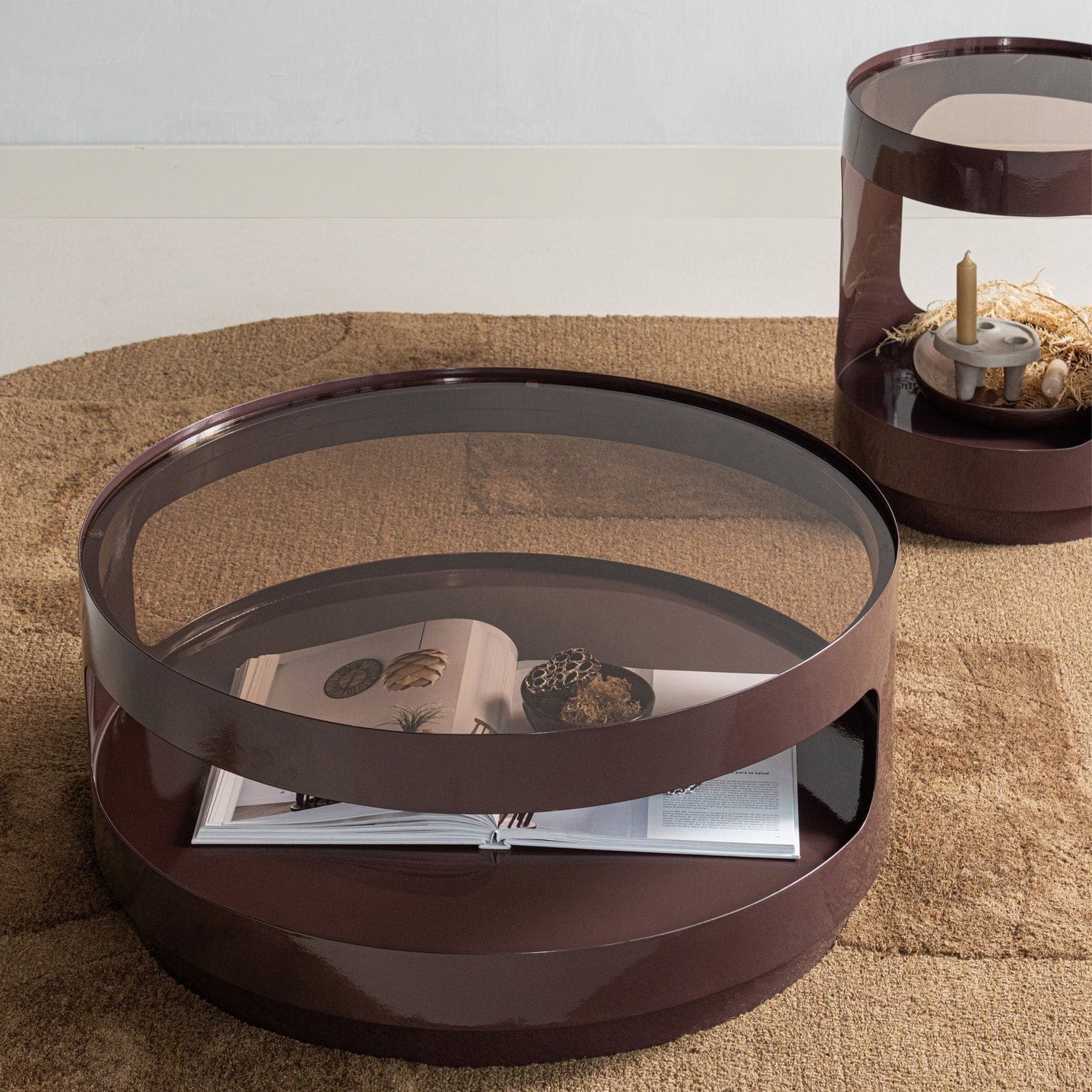 WOOOD Sero salontafel metaal/glas bruin Bruin Salontafel