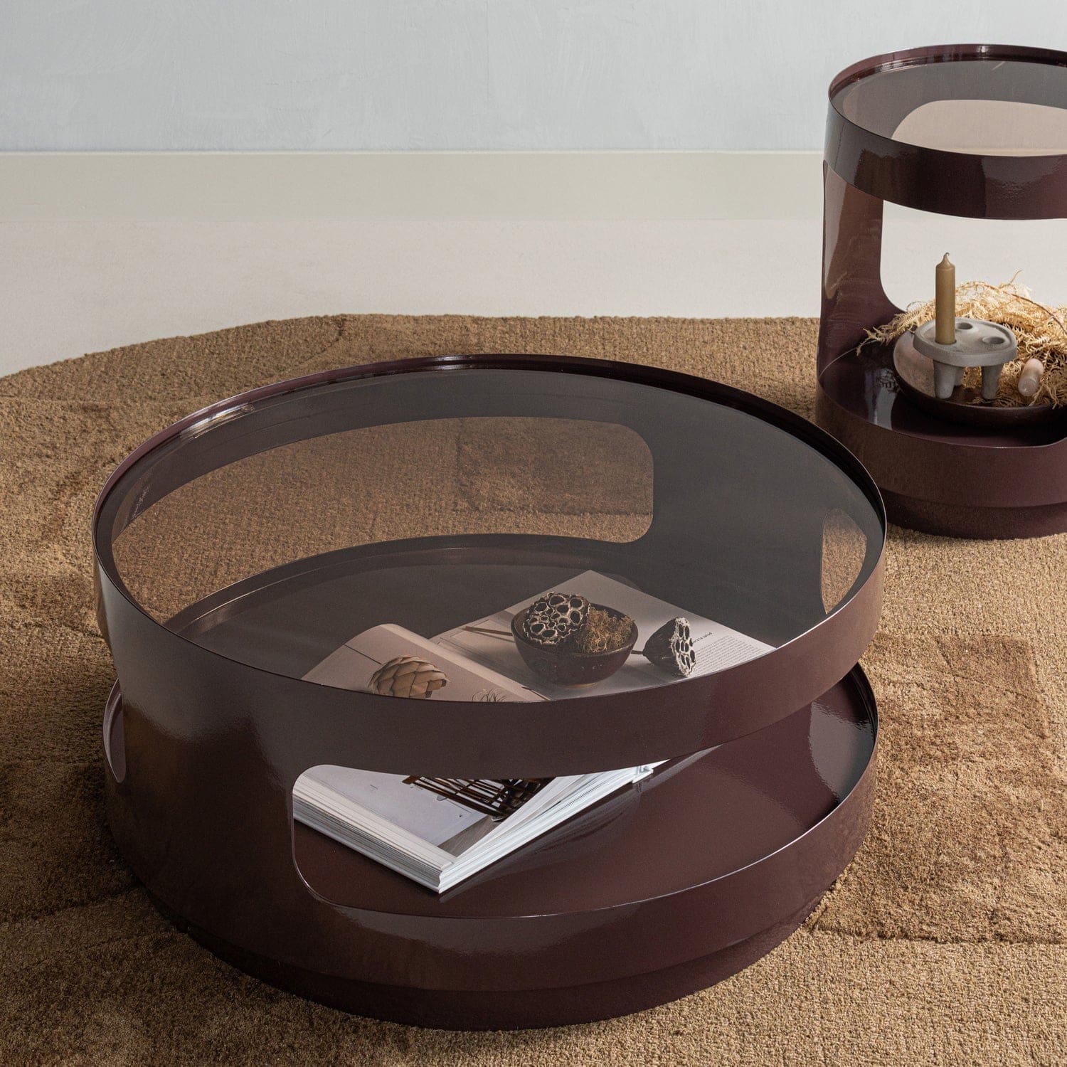 WOOOD Sero salontafel metaal/glas bruin Bruin Salontafel