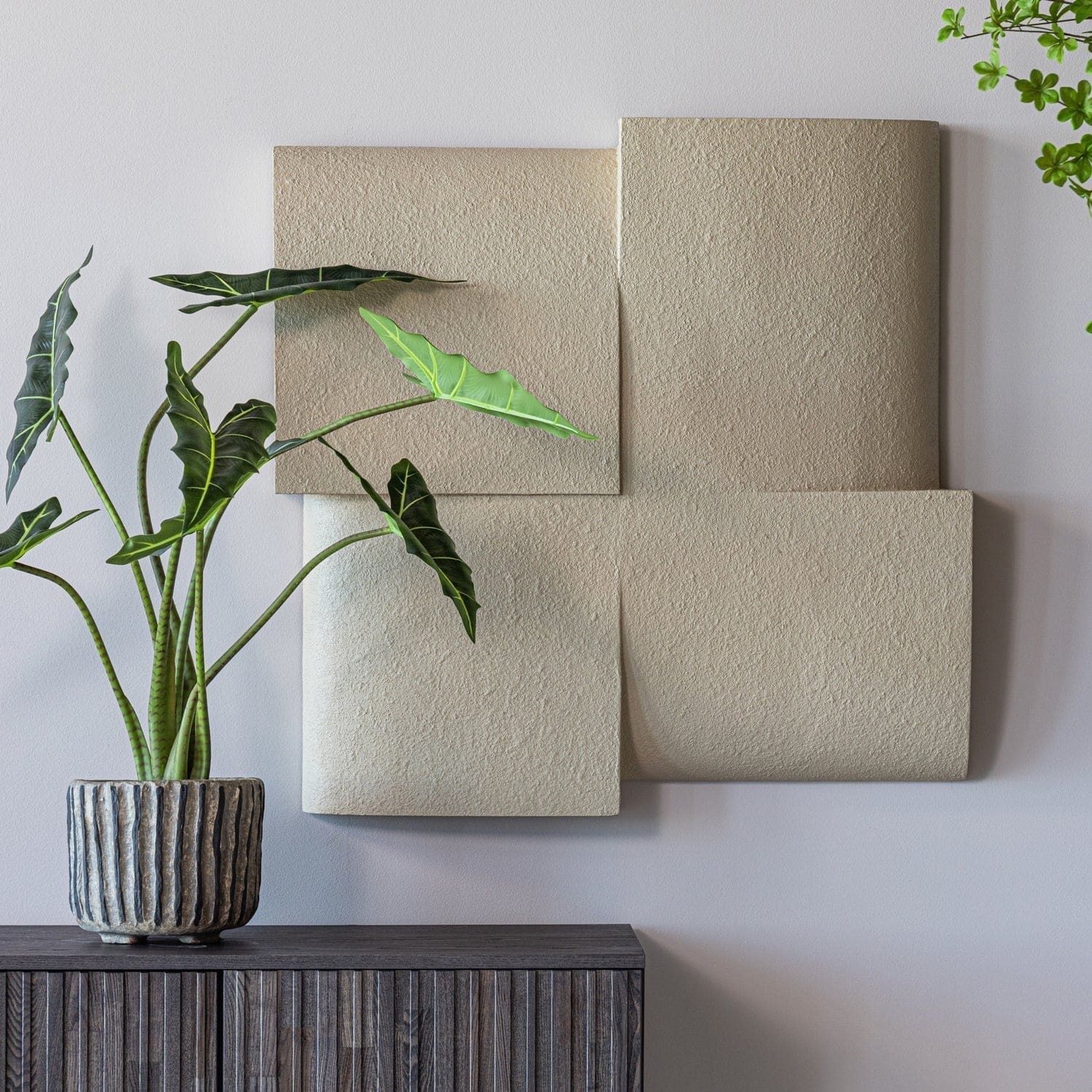 WOOOD Tide wanddeco betonlook zand Bruin|Beige Wanddecoratie