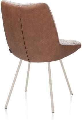 Xooon Mats eetkamerstoel - 4-pootjes - creme - pala cognac + luton koper Cognac Eetkamerstoel