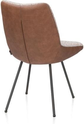 Xooon Mats eetkamerstoel - 4-pootjes - grafiet - pala cognac + luton koper Cognac Eetkamerstoel