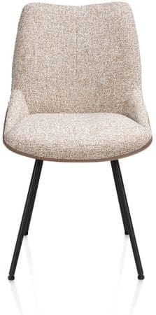 Xooon Mats eetkamerstoel - 4-pootjes - rough off black - pala cognac + luton koper Cognac Eetkamerstoel