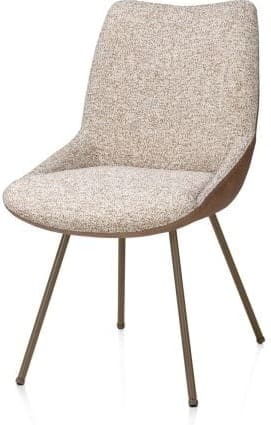 Xooon Mats eetkamerstoel - 4-pootjes - steelbrown - pala cognac + luton koper Cognac Eetkamerstoel