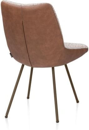 Xooon Mats eetkamerstoel - 4-pootjes - steelbrown - pala cognac + luton koper Cognac Eetkamerstoel