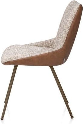Xooon Mats eetkamerstoel - 4-pootjes - steelbrown - pala cognac + luton koper Cognac Eetkamerstoel