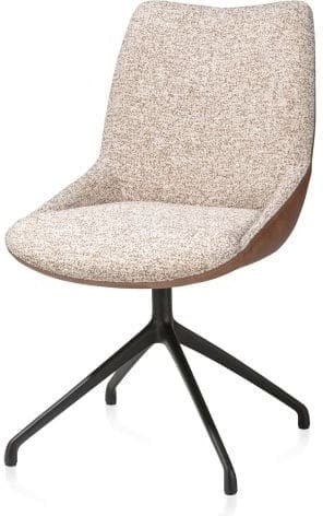 Xooon Mats eetkamerstoel - draaibaar - rough off black - pala cognac + luton koper Cognac Eetkamerstoel