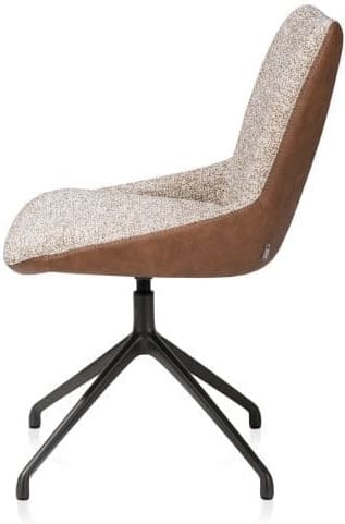 Xooon Mats eetkamerstoel - draaibaar - rough off black - pala cognac + luton koper Cognac Eetkamerstoel
