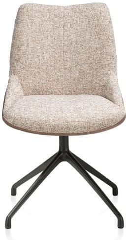 Xooon Mats eetkamerstoel - draaibaar - rough off black - pala cognac + luton koper Cognac Eetkamerstoel