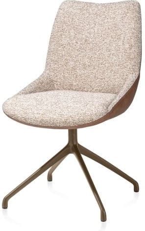 Xooon Mats eetkamerstoel - draaibaar - steelbrown - pala cognac + luton koper Cognac Eetkamerstoel