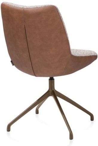 Xooon Mats eetkamerstoel - draaibaar - steelbrown - pala cognac + luton koper Cognac Eetkamerstoel