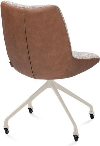 Xooon Mats eetkamerstoel - wielen - creme - pala cognac + luton koper Cognac Eetkamerstoel