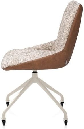 Xooon Mats eetkamerstoel - wielen - creme - pala cognac + luton koper Cognac Eetkamerstoel