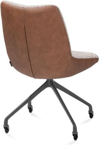 Xooon Mats eetkamerstoel - wielen - grafiet - pala cognac + luton koper Cognac Eetkamerstoel