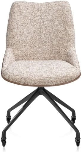 Xooon Mats eetkamerstoel - wielen - rough off black - pala cognac + luton koper Cognac Eetkamerstoel