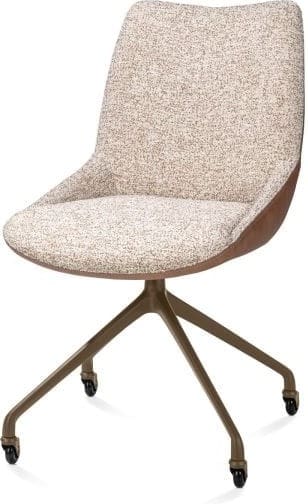 Xooon Mats eetkamerstoel - wielen - steelbrown - pala cognac + luton koper Cognac Eetkamerstoel