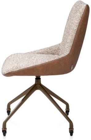 Xooon Mats eetkamerstoel - wielen - steelbrown - pala cognac + luton koper Cognac Eetkamerstoel
