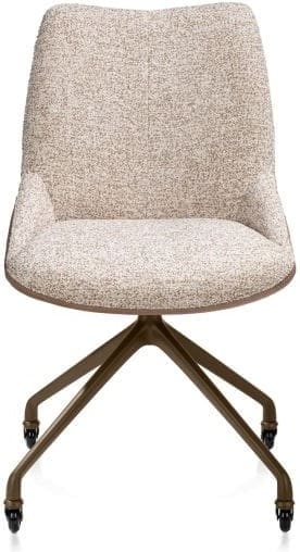 Xooon Mats eetkamerstoel - wielen - steelbrown - pala cognac + luton koper Cognac Eetkamerstoel