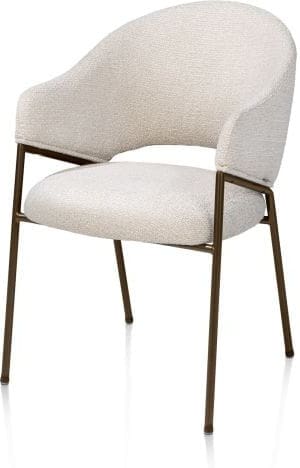 Xooon Noel armstoel incl pocketvering stof sevilla creme frame steelbrown - creme Beige|Wit Armstoel