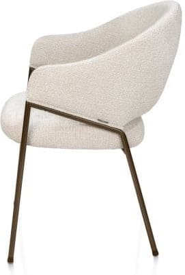 Xooon Noel armstoel incl pocketvering stof sevilla creme frame steelbrown - creme Beige|Wit Armstoel
