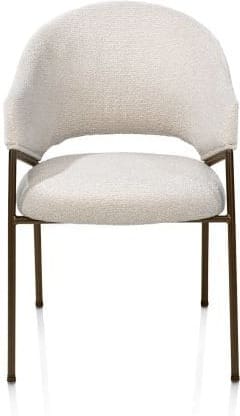 Xooon Noel armstoel incl pocketvering stof sevilla creme frame steelbrown - creme Beige|Wit Armstoel